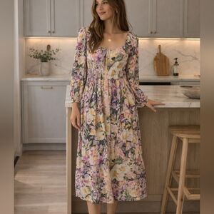 H&M Multicolor Floral Long Sleeve Dress